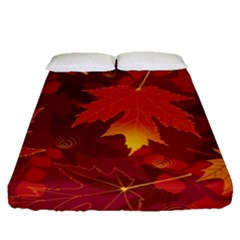 Autumn Leaves Fall Maple Fitted Sheet (queen Size) by Simbadda