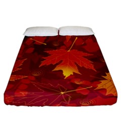 Autumn Leaves Fall Maple Fitted Sheet (california King Size) by Simbadda