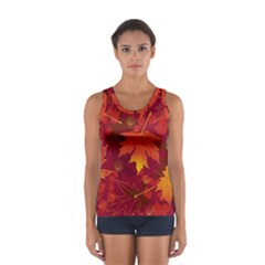 Autumn Leaves Fall Maple Women s Sport Tank Top  by Simbadda