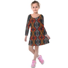 Seamless Pattern Digitally Created Tilable Abstract Kids  Long Sleeve Velvet Dress by Simbadda