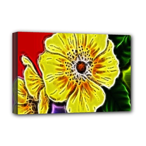 Beautiful Fractal Flower In 3d Glass Frame Deluxe Canvas 18  X 12   by Simbadda