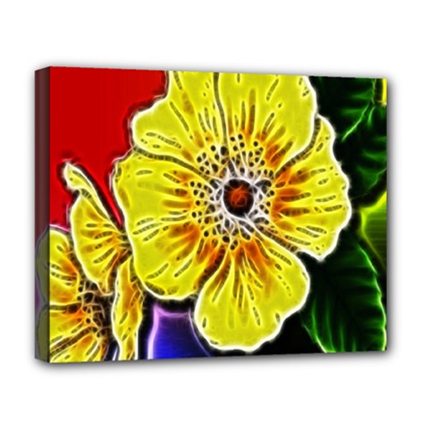 Beautiful Fractal Flower In 3d Glass Frame Deluxe Canvas 20  X 16   by Simbadda