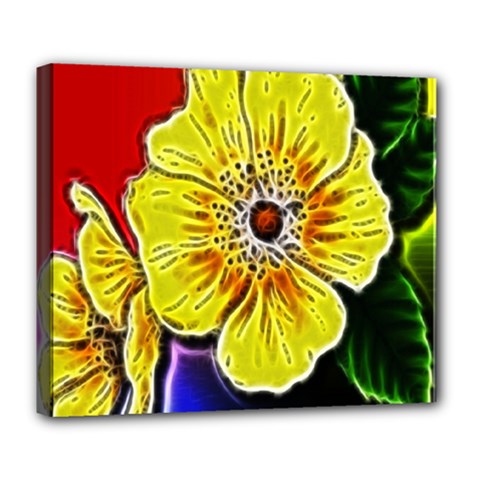 Beautiful Fractal Flower In 3d Glass Frame Deluxe Canvas 24  X 20   by Simbadda