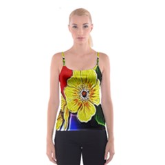 Beautiful Fractal Flower In 3d Glass Frame Spaghetti Strap Top by Simbadda