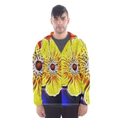 Beautiful Fractal Flower In 3d Glass Frame Hooded Wind Breaker (men) by Simbadda