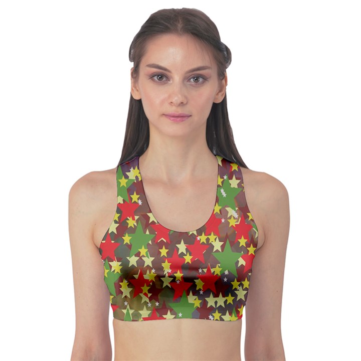 Star Abstract Multicoloured Stars Background Pattern Sports Bra