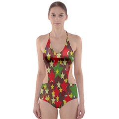 Star Abstract Multicoloured Stars Background Pattern Cut-out One Piece Swimsuit by Simbadda