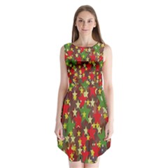 Star Abstract Multicoloured Stars Background Pattern Sleeveless Chiffon Dress   by Simbadda