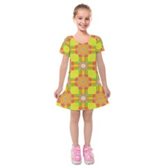 Floral Pattern Wallpaper Background Beautiful Colorful Kids  Short Sleeve Velvet Dress by Simbadda