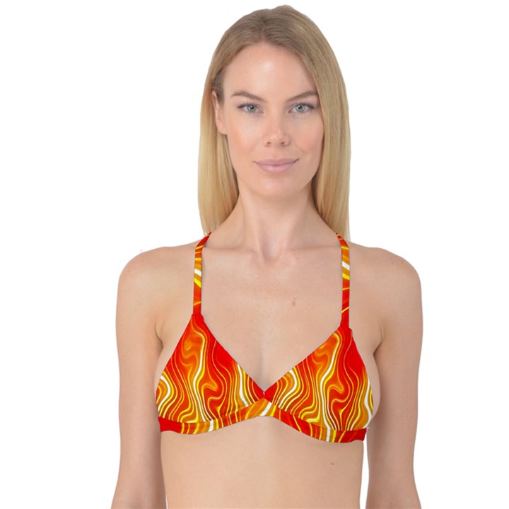 Fire Flames Abstract Background Reversible Tri Bikini Top