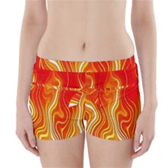 Fire Flames Abstract Background Boyleg Bikini Wrap Bottoms by Simbadda