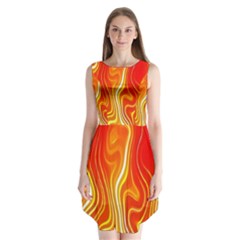 Fire Flames Abstract Background Sleeveless Chiffon Dress   by Simbadda