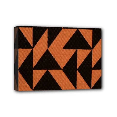 Brown Triangles Background Mini Canvas 7  X 5  by Simbadda