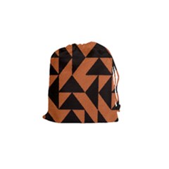 Brown Triangles Background Drawstring Pouches (small)  by Simbadda