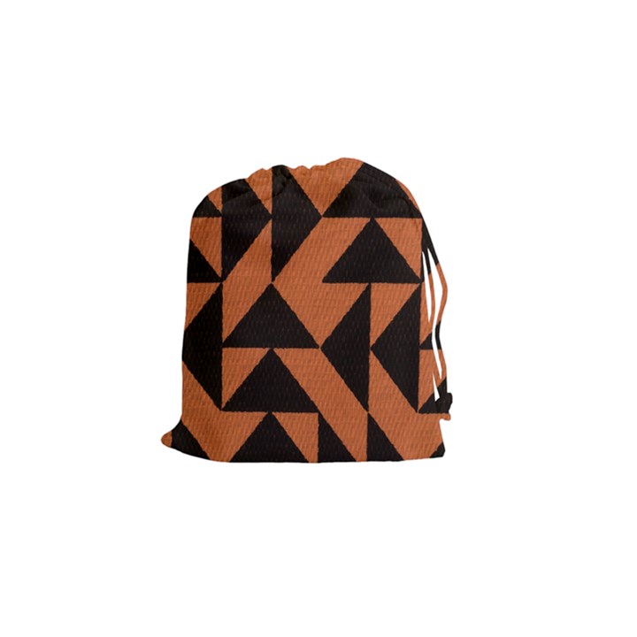 Brown Triangles Background Drawstring Pouches (Small) 