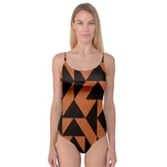 Brown Triangles Background Camisole Leotard  by Simbadda