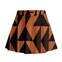 Brown Triangles Background Mini Flare Skirt by Simbadda