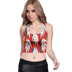 Leaves Pattern Background Pattern Racer Back Crop Top by Simbadda