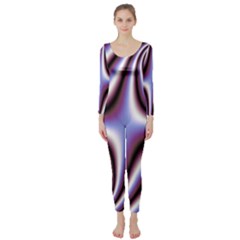 Fractal Background With Curves Created From Checkboard Long Sleeve Catsuit by Simbadda