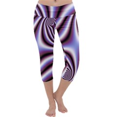 Fractal Background With Curves Created From Checkboard Capri Yoga Leggings by Simbadda