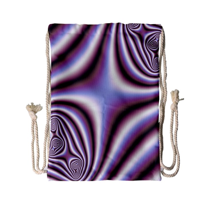 Fractal Background With Curves Created From Checkboard Drawstring Bag (Small)