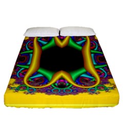 Fractal Rings In 3d Glass Frame Fitted Sheet (queen Size) by Simbadda