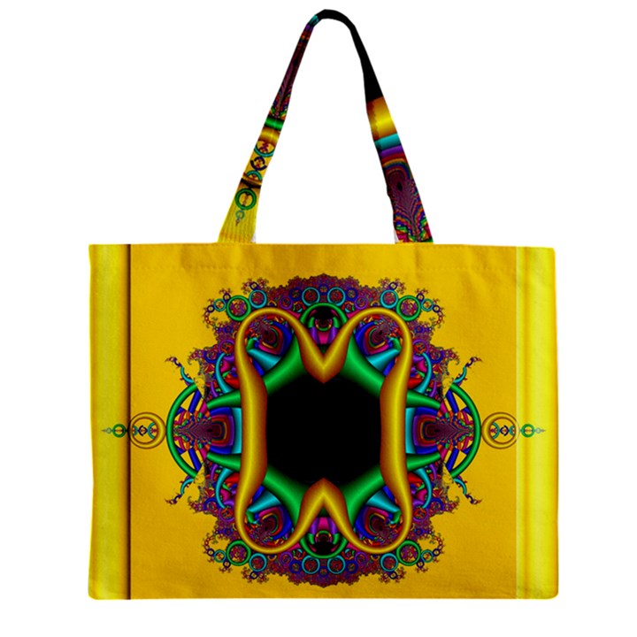 Fractal Rings In 3d Glass Frame Zipper Mini Tote Bag