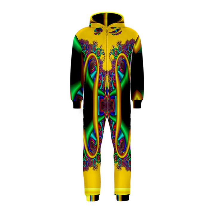 Fractal Rings In 3d Glass Frame Hooded Jumpsuit (Kids)