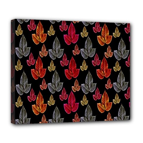 Leaves Pattern Background Deluxe Canvas 24  X 20   by Simbadda