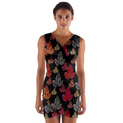 Leaves Pattern Background Wrap Front Bodycon Dress by Simbadda