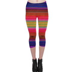 Fiestal Stripe Bright Colorful Neon Stripes Background Capri Leggings  by Simbadda