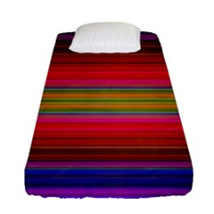 Fiestal Stripe Bright Colorful Neon Stripes Background Fitted Sheet (single Size) by Simbadda