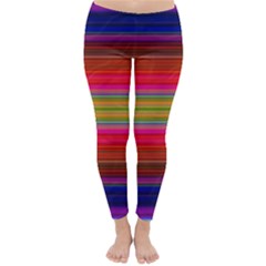 Fiestal Stripe Bright Colorful Neon Stripes Background Classic Winter Leggings by Simbadda