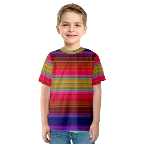 Fiestal Stripe Bright Colorful Neon Stripes Background Kids  Sport Mesh Tee by Simbadda