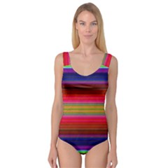 Fiestal Stripe Bright Colorful Neon Stripes Background Princess Tank Leotard  by Simbadda