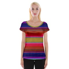 Fiestal Stripe Bright Colorful Neon Stripes Background Women s Cap Sleeve Top by Simbadda