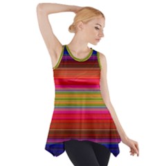 Fiestal Stripe Bright Colorful Neon Stripes Background Side Drop Tank Tunic by Simbadda