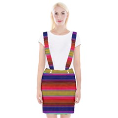 Fiestal Stripe Bright Colorful Neon Stripes Background Suspender Skirt by Simbadda