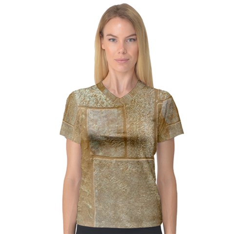 Texture Of Ceramic Tile Women s V-neck Sport Mesh Tee by Simbadda