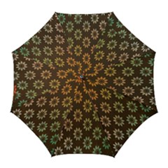 Grunge Brown Flower Background Pattern Golf Umbrellas by Simbadda