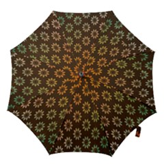 Grunge Brown Flower Background Pattern Hook Handle Umbrellas (large) by Simbadda