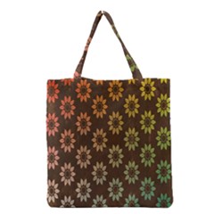 Grunge Brown Flower Background Pattern Grocery Tote Bag by Simbadda