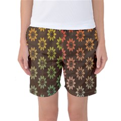 Grunge Brown Flower Background Pattern Women s Basketball Shorts by Simbadda