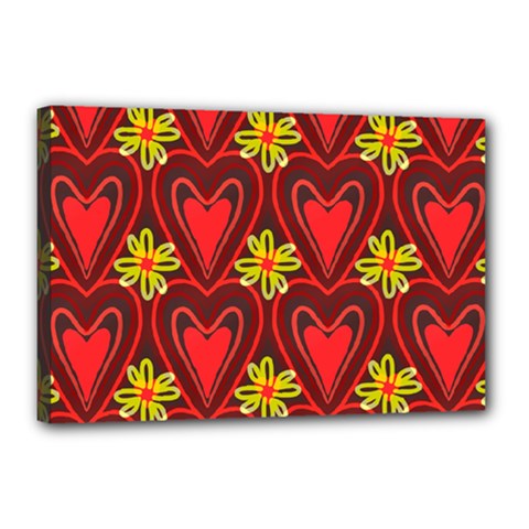 Digitally Created Seamless Love Heart Pattern Tile Canvas 18  X 12  by Simbadda