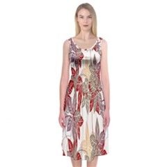 Floral Pattern Background Midi Sleeveless Dress by Simbadda