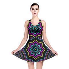 Cyan Yellow Magenta Kaleidoscope Reversible Skater Dress by Simbadda