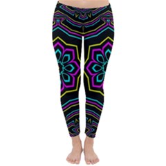 Cyan Yellow Magenta Kaleidoscope Classic Winter Leggings by Simbadda