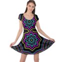 Cyan Yellow Magenta Kaleidoscope Cap Sleeve Dresses View1