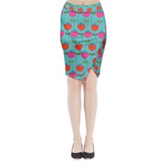 Tulips Floral Background Pattern Midi Wrap Pencil Skirt by Simbadda