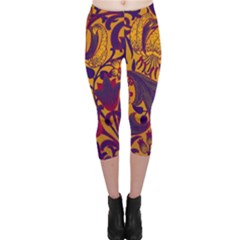 Floral Pattern Capri Leggings  by Valentinaart